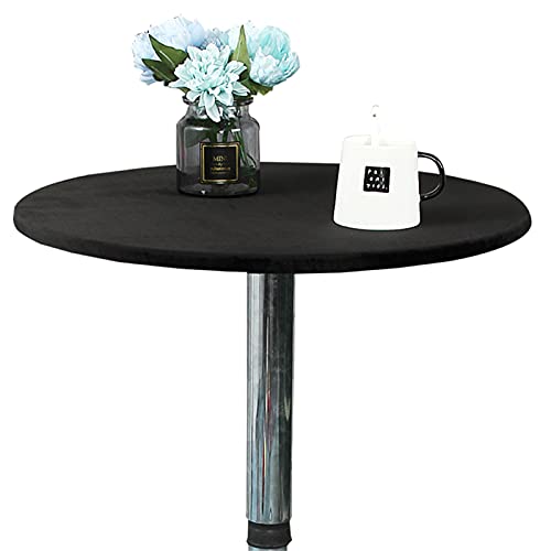 SPOUR Runde Tischdecke mit elastischen Kanten, waschbare Polyester-Stretch-Tischdecke für Terrasse, Küche, Esszimmer (100 cm, schwarz) von SPOUR