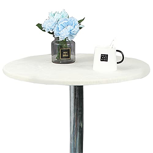 SPOUR Runde Tischdecke mit elastischen Kanten, waschbare Polyester-Stretch-Tischdecke für Terrasse, Küche, Esszimmer (100 cm, weiß) von SPOUR