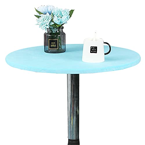 SPOUR Runde Tischdecke mit elastischen Kanten, waschbare Polyester-Stretch-Tischdecke für Terrasse, Küche, Esszimmer (120 cm, Hellblau) von SPOUR