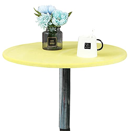 SPOUR Runde Tischdecke mit elastischen Kanten, waschbare Polyester-Stretch-Tischdecke für Terrasse, Küche, Esszimmer (70 cm, gelb) von SPOUR