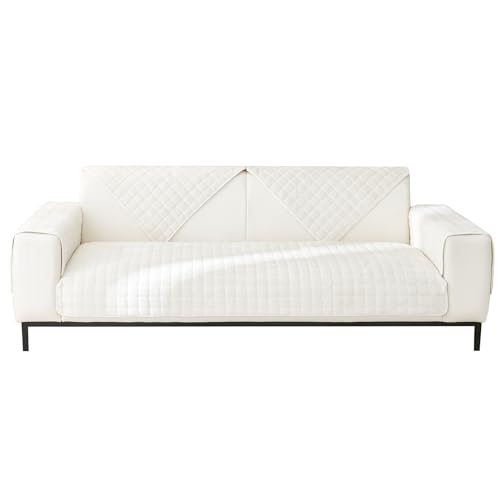 SPOUR Sofabezug für 1-, 2- und 3-Sitzer, Gesteppte Sofabezüge, rutschfeste Schonbezüge, Eckcouchbezug, Dicker Sofaschutz in L-Form, Samt (weiß, B 70 cm × L 120 cm) von SPOUR