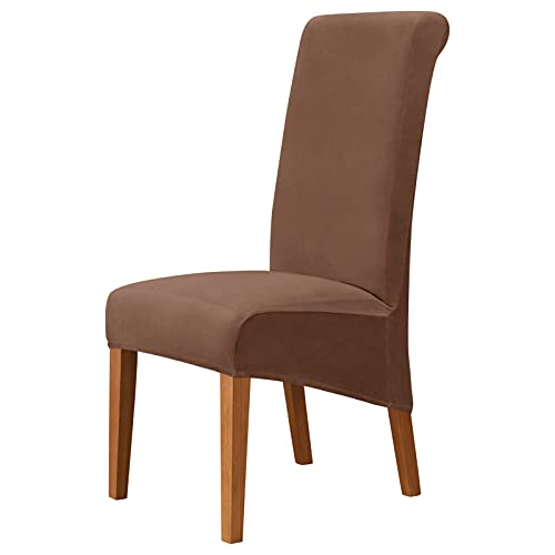 SPOUR Stuhlhussen, dehnbar, waschbar, abnehmbare Sitzbezüge, große Samt-Stühle mit hoher Rückenlehne, Schonbezüge für Esszimmer, Bankett, Hotel (dunkler Kaffee, 6er-Set) von SPOUR