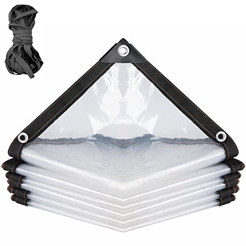 Transparente Plane 2x2,5m 2,5x3m Wasserdicht Klare Plastik Abdeckplane Mit Ösen Regenfeste Abdeckung Für Garten Außenbereich Camping, Mit Seil (Color : Clear, Size : 2.5x3.5m) von SPOUR