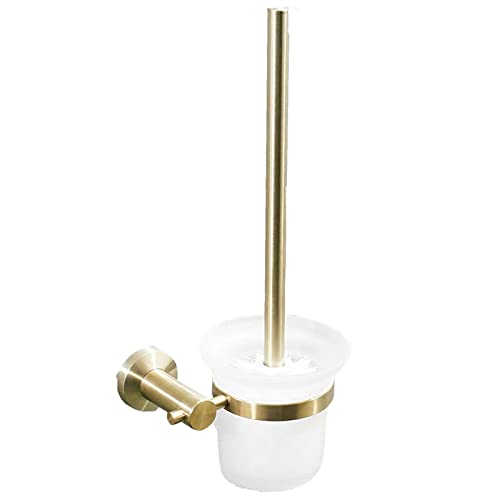 WC-Bürste und Halter-Set, WC-Bürste mit langem Griff, WC-Bürste und Halter, WC-Bürste Gold, WC-Bürste zur Wandmontage, anwendbar auf Badezimmer-Toilettenbürsten-Set, gebürstetes Silber, 36 x von SPOUR