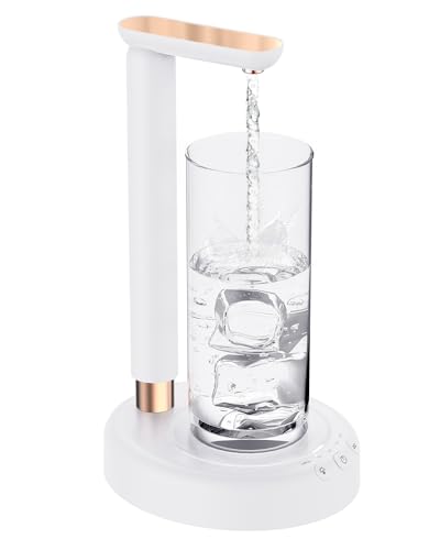 SPOVEN Desktop-Wasserspenderpumpe für 1,8 l Flasche, 1,8 l Wasserkrugspender mit einstellbarem Höhendesign, tragbarer Typ-C-Ladetisch, Nachttisch-Wasserpumpe für Zuhause (weiß) von SPOVEN