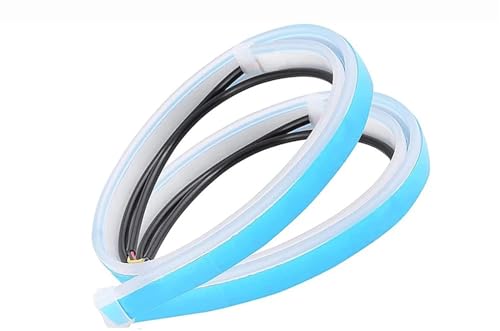 SPPEOUKJ Autobremslichter 2 stücke 12V Auto Tagfahrlicht Flexible wasserdichte Streifen Auto Scheinwerfer Weiß Blinker Gelb Bremse Fluss Lichter FüR Auto Wohnwagen(45cm,White Turn Yellow) von SPPEOUKJ