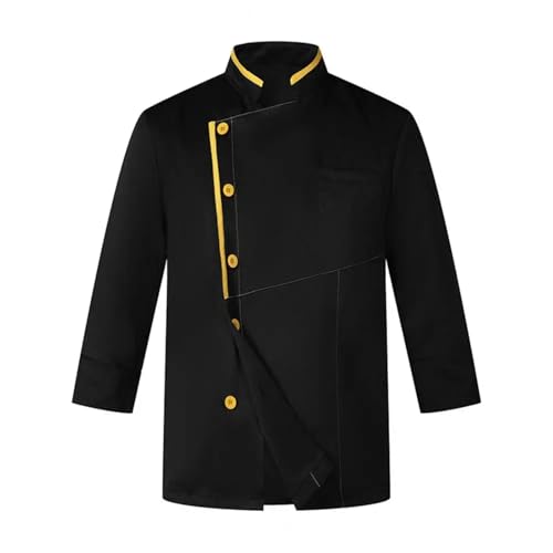 SPPEOUKJ Chefkoch-Uniform Atmungsaktive Kochoveralls Kochuniform for Küche Restaurant Kurzarm Unisex Ständer for Köche for Komfort Fur Koch(Black,XL) von SPPEOUKJ