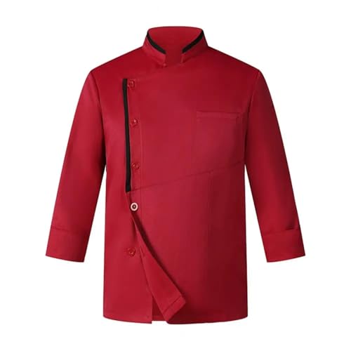 SPPEOUKJ Chefkoch-Uniform Atmungsaktive Kochoveralls Kochuniform for Küche Restaurant Kurzarm Unisex Ständer for Köche for Komfort Fur Koch(Red,XL) von SPPEOUKJ