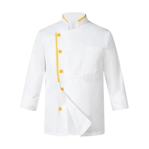 SPPEOUKJ Chefkoch-Uniform Atmungsaktive Kochoveralls Kochuniform for Küche Restaurant Kurzarm Unisex Ständer for Köche for Komfort Fur Koch(Yellow,XL) von SPPEOUKJ
