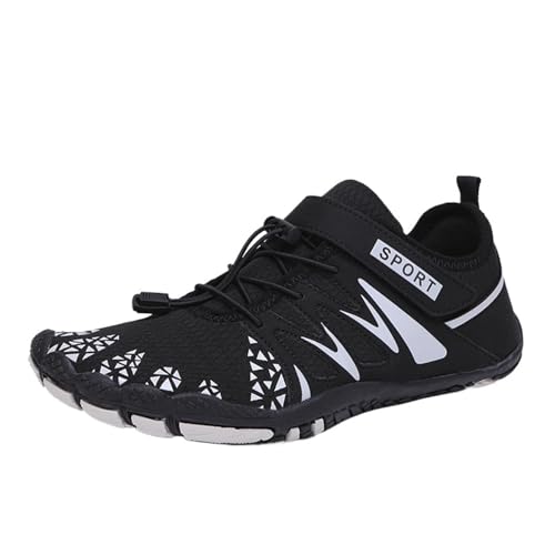 SPPEOUKJ Wasserschuhe Herren Cross-Trainer Barfußschuh Wide Toe Damen Upstream Schwimmschuhe Strandpantoffeln Wasserschuhe Fur Wasserschuhe(2029-BLACK White,42) von SPPEOUKJ