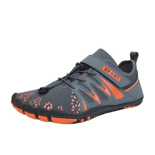 SPPEOUKJ Wasserschuhe Herren Cross-Trainer Barfußschuh Wide Toe Damen Upstream Schwimmschuhe Strandpantoffeln Wasserschuhe Fur Wasserschuhe(2029-GRAY ORANGE,43) von SPPEOUKJ