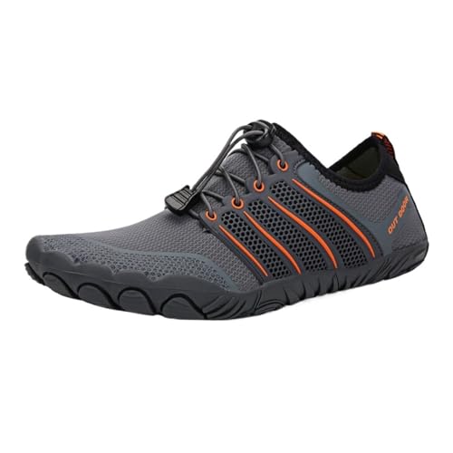 SPPEOUKJ Wasserschuhe Herren Cross-Trainer Barfußschuh Wide Toe Damen Upstream Schwimmschuhe Strandpantoffeln Wasserschuhe Fur Wasserschuhe(9519-GRAY ORANGE,35) von SPPEOUKJ