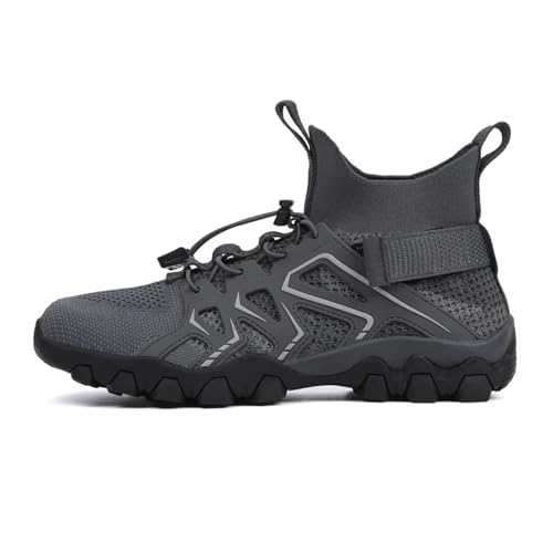 SPPEOUKJ Wasserschuhe Unisex Upstream Barfuß Aqua Stiefel Outdoor rutschfeste Damen Strandschuhe Sommer atmungsaktiv schnell trocknend Angelschuhe Fur Wasserschuhe(LJ9325-Gray,43) von SPPEOUKJ