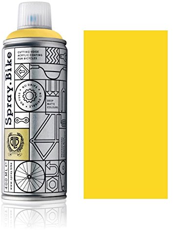 Fahrrad Lackspray in versch. Farben - KEINE GRUNDIERUNG notwendig - Acryllack/Lack Spray in 400 ml Spraydose, Matt- und Klarlack Optik möglich (Gelb "Chicago Yellow", Matt) von SPRAY.BIKE