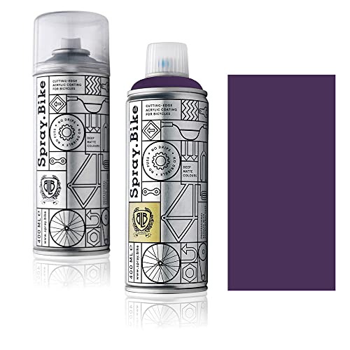 Fahrrad Lackspray in versch. Farben - Keine GRUNDIERUNG notwendig - Acryllack/Lack Spray in 400 ml Spraydose, Matt- und Klarlack Optik möglich (Auberginenlila Elderberry, Klarlack Set) von SPRAY.BIKE