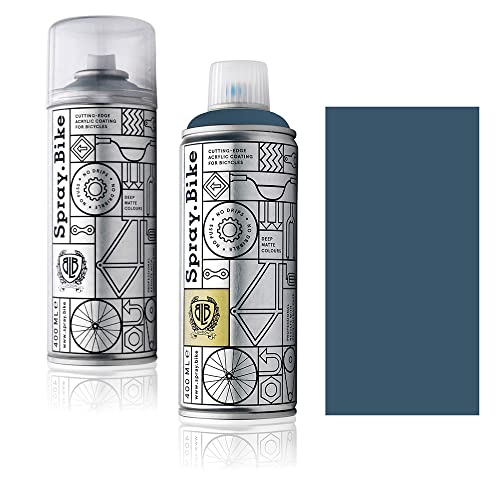 Fahrrad Lackspray in versch. Farben - Keine GRUNDIERUNG notwendig - Acryllack/Lack Spray in 400 ml Spraydose, Matt- und Klarlack Optik möglich (Blaugrau Storm, Klarlack Set) von SPRAY.BIKE