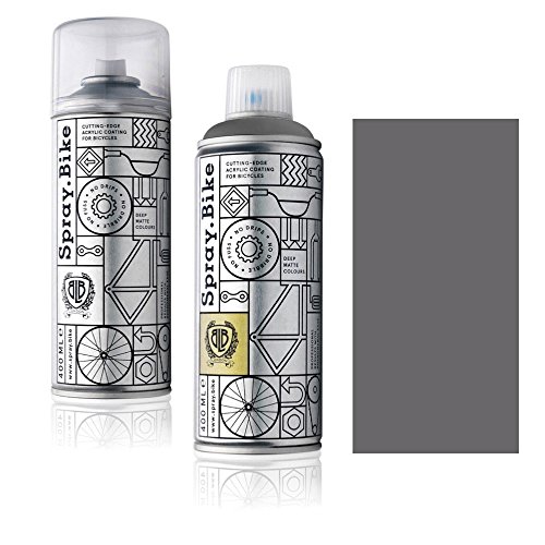 Fahrrad Lackspray in versch. Farben - Keine GRUNDIERUNG notwendig - Acryllack/Lack Spray in 400 ml Spraydose, Matt- und Klarlack Optik möglich (Dunkelgrau Gray's Inn, Klarlack Set) von SPRAY.BIKE