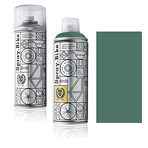 Fahrrad Lackspray in versch. Farben - Keine GRUNDIERUNG notwendig - Acryllack/Lack Spray in 400 ml Spraydose, Matt- und Klarlack Optik möglich (Dunkles Graugrün Elswick, Klarlack Set) von SPRAY.BIKE