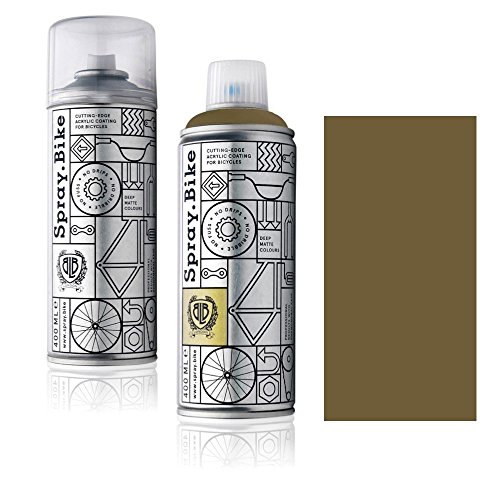 Fahrrad Lackspray in versch. Farben - Keine GRUNDIERUNG notwendig - Acryllack/Lack Spray in 400 ml Spraydose, Matt- und Klarlack Optik möglich (Khakibraun Eagle, Klarlack Set) von SPRAY.BIKE