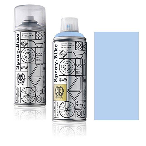 Fahrrad Lackspray in versch. Farben - Keine GRUNDIERUNG notwendig - Acryllack/Lack Spray in 400 ml Spraydose, Matt- und Klarlack Optik möglich (Lavendelblau Milan Blue, Klarlack Set) von SPRAY.BIKE