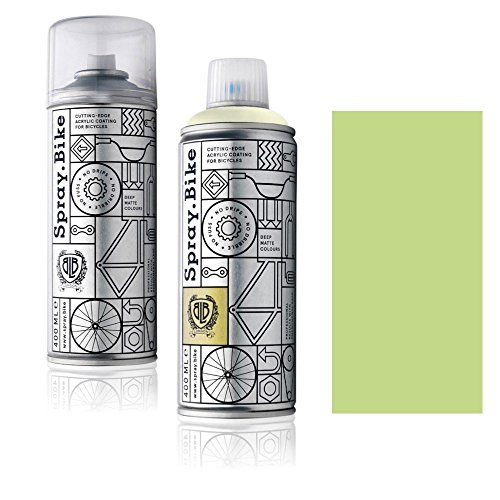 Fahrrad Lackspray in versch. Farben - Keine GRUNDIERUNG notwendig - Acryllack/Lack Spray in 400 ml Spraydose, Matt- und Klarlack Optik möglich (Pastellgrün Whetstone, Klarlack Set) von SPRAY.BIKE