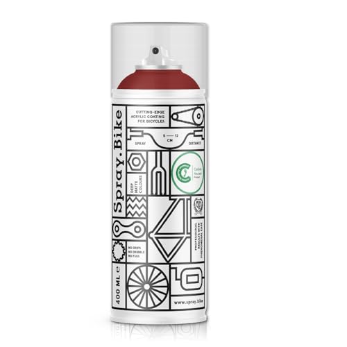 SPRAY.BIKE Fahrrad Lackspray - schwarzrot Matt (LONDON- Redbridge) in 400 ml Spraydose - KEINE GRUNDIERUNG notwendig - Fahrrad Lack, Sprühlack, Acryllack, Lack Spray von SPRAY.BIKE