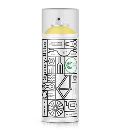SPRAY.BIKE Fahrrad Lackspray - pastellgelb Matt (LONDON- Primrose Hill) in 400 ml Spraydose - KEINE GRUNDIERUNG notwendig - Fahrrad Lack, Sprühlack, Acryllack, Lack Spray von SPRAY.BIKE