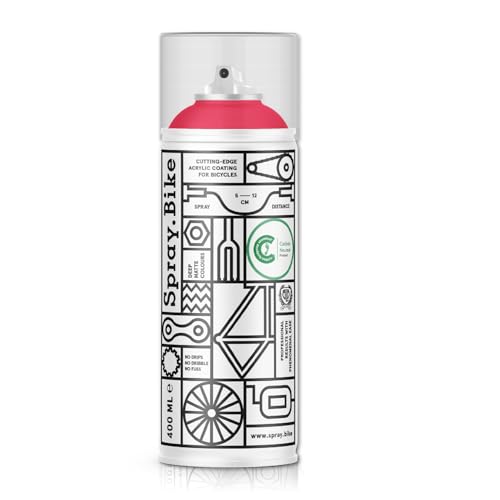 SPRAY.BIKE Fahrrad Lackspray - pinkrot Matt (LONDON- Strawberry Hill) in 400 ml Spraydose - KEINE GRUNDIERUNG notwendig - Fahrrad Lack, Sprühlack, Acryllack, Lack Spray von SPRAY.BIKE