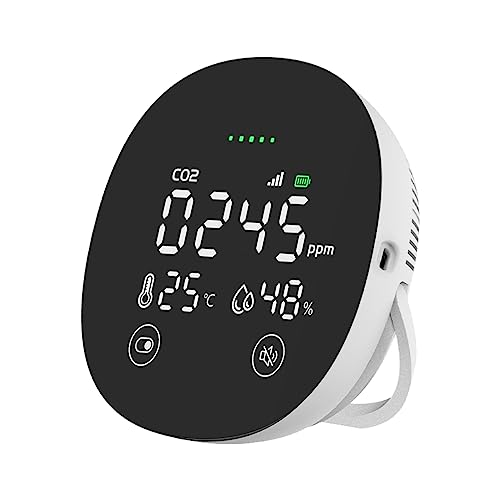 CO2 Messgerät, SPREADTRON 3 In 1 Luftqualitätsmonitor für Temperatur Feuchtigkeit CO2 Monitor mit Digitaler LCD Anzeige und Alarmanlage CO2-Messgerät 400-5000 PPM mit USB Aufladung von SPREADTRON