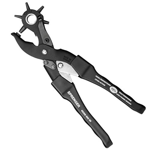 Sprenger Power Lochzange für Leder I Revolverzange mit Hebelübersetzung - 70% Kraftersparnis I Profi Gürtellochzange mit wechselbaren Stanzgrößen 2 mm - 4,5 mm I Made in Germany Sprenger Power Lochzange für Leder I Revolverzange mit Hebelübersetzung - 70% Kraftersparnis I Profi Gürtellochzange mit wechselbaren Stanzgrößen 2 mm - 4,5 mm I Made in Germany von Herm Sprenger