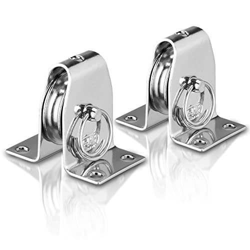 Sprenger Umlenkrolle Set I Stehblock aus Edelstahl, für max. 4 mm Drahtseil I Seilrolle zum Anschrauben mit Befestigungslöcher, Umlenkblock stehend, 250 kg belastbar (2) von Herm Sprenger