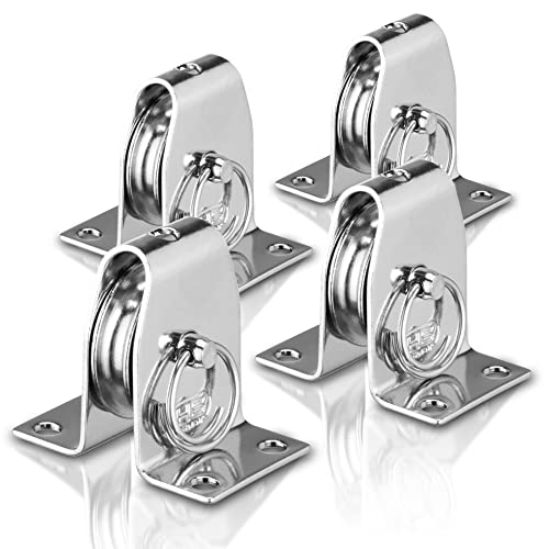 Sprenger Umlenkrolle Set I Stehblock aus Edelstahl, für max. 6 mm Drahtseil I Seilrolle zum Anschrauben mit Befestigungslöcher, Umlenkblock stehend, 250 kg belastbar (4) von Herm Sprenger