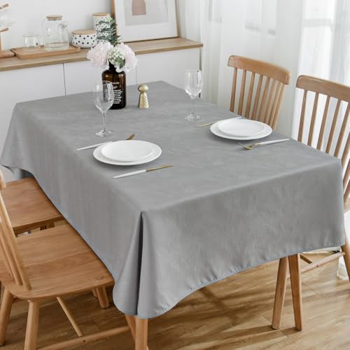SPRICA Mittelgrau Jacquard-Tischdecke Rechteckige 210x150cm, wasserabweisend, einfarbig, hochwertig & weich, Wasserfluss-Musterdesign, maschinenwachbar von SPRICA