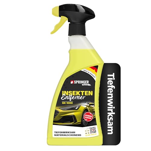 SPRINGER GX1000 - - Insektenentferner 750 ml - - Made in Germany - - Schonende Rezeptur - - Tiefenwirksame Formel - - Insekten-Reiniger für hartnäckige & angetrocknete Insektenreste von SPRINGER