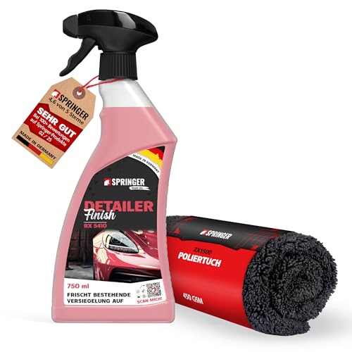 SPRINGER RX5410 - - Quick Detailer 750 ml + Poliertuch - - Made in Germany - - Auto Lackpflege & Oberflächen-Versiegelung - - Lackschonende Pflege - - Lackversiegelung - frischer Glanz & Abperleffekt von SPRINGER