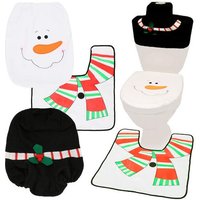 Badematte Badgarnitur Schneemann-Design 3-er Set WC-Deckelbezug WC-Umrandung Tuchbox-Abdeckung Badezimmer - Springos von SPRINGOS