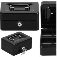 Geldkassette aus Metall 15x12x8 cm, schwarzer Tresor von SPRINGOS