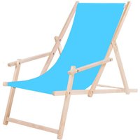 Springos - Holzliegestuhl mit Armlehnen, blau, für den Garten oder Strand von SPRINGOS