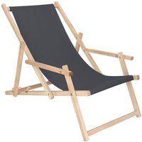 Springos - Klappbarer Strandliegestuhl mit Armlehnen in Graphit. von SPRINGOS