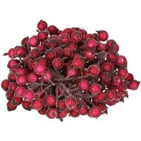 Künstliche dekorative Eberesche, 100 Stück frostige Zweige in dunkelrot. von SPRINGOS