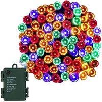 LED-Lichterkette 5,5 m batteriebetrieben 50 LEDs 8 Modi buntes Licht von SPRINGOS
