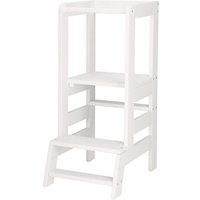 Lernturm in Weiß Küchenhelfer für Kleinkinder 90 cm Massivholz von SPRINGOS