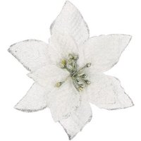 Poinsettia - künstliche Blume mit Clip, silberner Weihnachtsstern mit Glitzer Poinsettia - künstliche Blume mit Clip, silberner Weihnachtsstern mit Glitzer von SPRINGOS