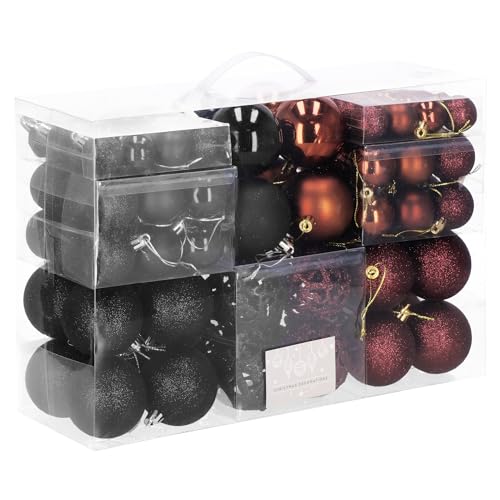 SPRINGOS 100 Stück Weihnachtskugeln Schwarz Braun Baumschmuck Weihnachtsdeko Weihnachtskugeln Set Stilvolle Baumschmuck-Deko von SPRINGOS