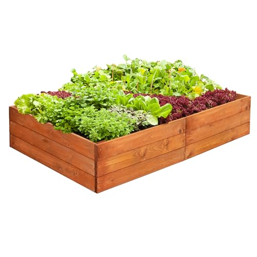 SPRINGOS 140cm Holz Gemüsebeet – Hoher Pflanzkasten mit 6 Verstärkungsleisten – Umweltfreundlicher Kräuter- & Gemüsegarten für Garten, Balkon & Terrasse – Inklusive Agrovlies, Einfache Montage von SPRINGOS