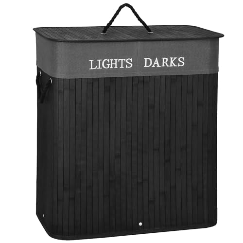 SPRINGOS Bambus Wäschekorb mit Deckel 2 Kammer faltbar Tragegriffe 100 L SPRINGOS Bambus Wäschekorb mit Deckel 2 Kammer faltbar Tragegriffe 100 L von SPRINGOS