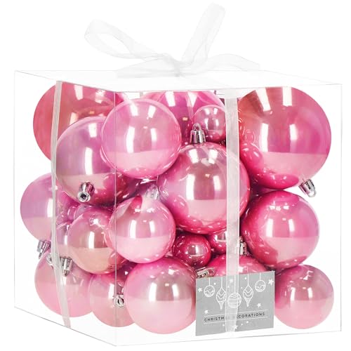 SPRINGOS Baumkugeln 37 Stück Rose Weihnachtskugeln Ø 4,5,6,7,8 cm bruchsicher Dekoration Baumschmuck Christbaumkugeln von SPRINGOS