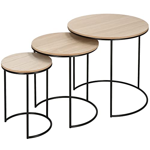 SPRINGOS Beistelltisch-Set Kaffeetisch Rund Couchtische Metall 3 Stück von SPRINGOS