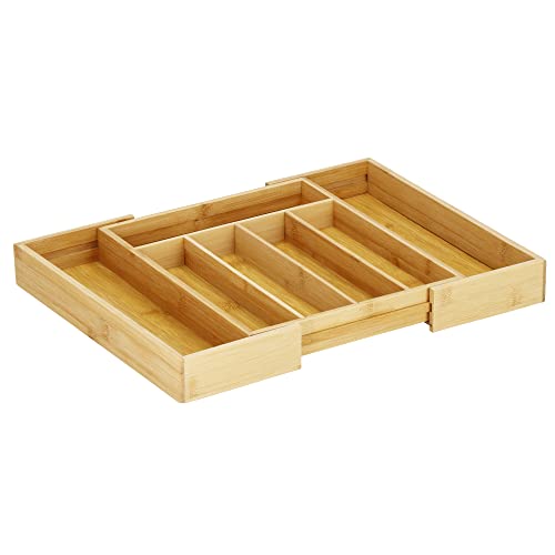 SPRINGOS Besteckschubladeneinsatz Besteckkasten Bambus Einsatz für Schubladen 33,5 x 28 x 5 cm Verstellbar bis 33,5 x 45 x 5 cm von SPRINGOS