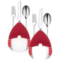 SPRINGOS Bestecktasche, Weihnachtszwerg mit Bart, Besteckbeutel, Messer, Gabel, Löffel, Weihnachtsdeko, Tischdeko, Geschirr, Weihnachten von SPRINGOS